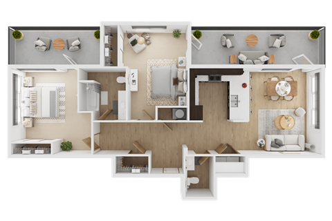 Floor plan for 2 beds, 2 baths, 1221 sqft